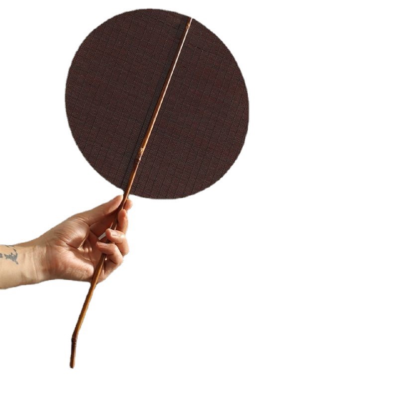 魏晋文人风雅麈尾扇大r漆细竹丝全手工遮羞扇凤眼竹柄茶人扇