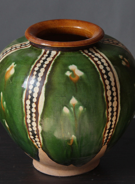 唐三彩仿古器皿摆l件双龙瓶三彩罐艺术品复古收藏品酒店软装装饰