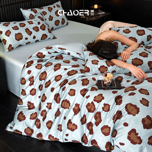 巢尔全棉纯棉四件套轻奢高级豹纹100棉床品套件四季通用床单被罩
