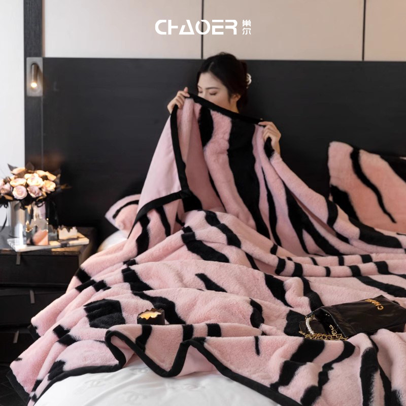 巢尔床上用毛毯冬季高级感加厚兔毛绒午睡毯子办公室沙发毯盖毯