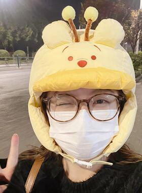 蜜蜂熊冬季帽子女款保暖防