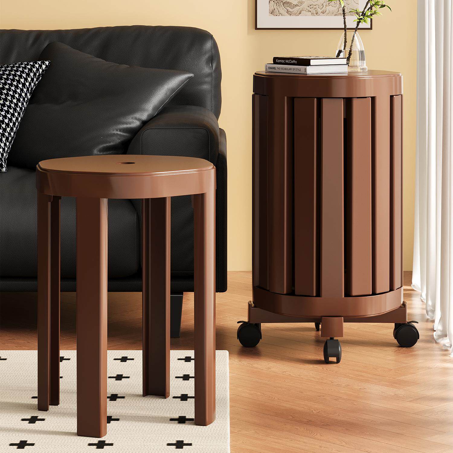 拉车套罩实木可叠放组合茶几客厅家用叠叠乐凳子圆凳餐桌带滑轮椅