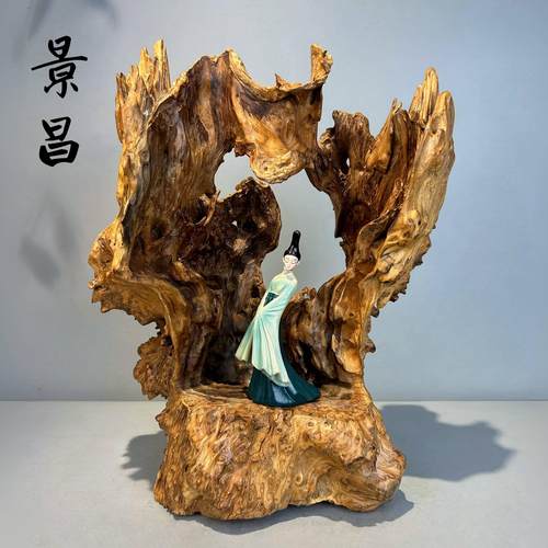 根雕摆件随形风化枯木底座艺术品天然原木玄关造景新中式茶台装饰