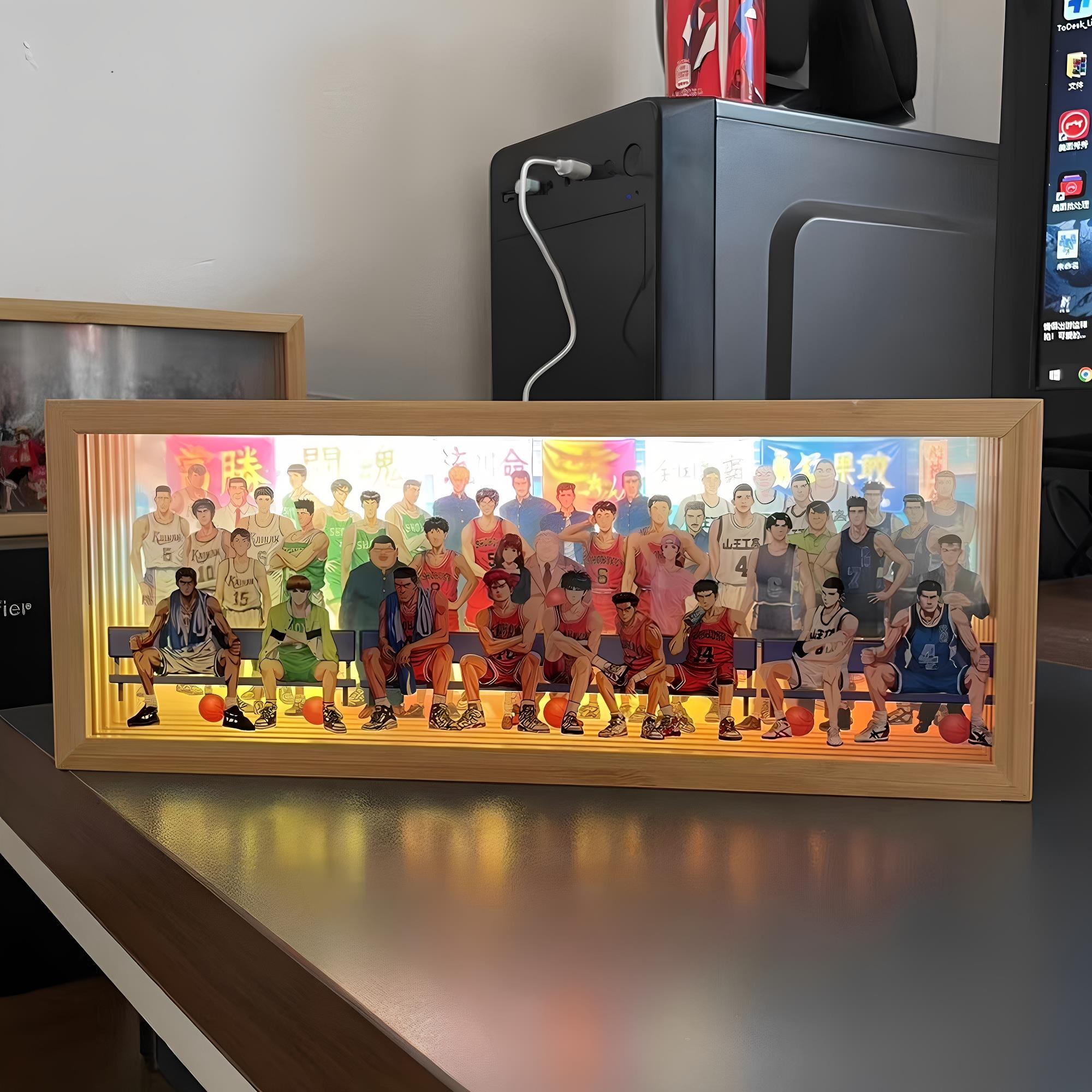灌篮高手立体全家福装饰画led气氛灯实木画框摆件桌搭礼物摆件灯