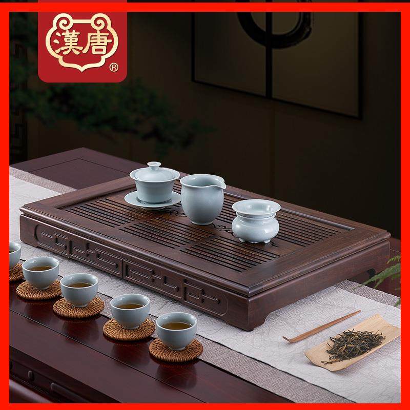 汉唐实木茶盘 经典款大博古抽屉式茶台储排两用茶海 功夫茶具原木
