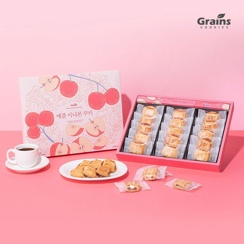 韩国Grinds曲奇套盒苹果肉桂味夹心饼干无花果饼干礼盒装进口零食
