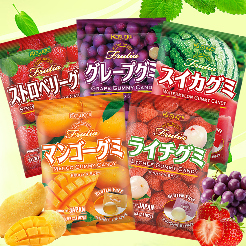 日本春日井水果果汁味软糖休闲QQ糖芒果葡萄草莓西瓜荔枝进口零食