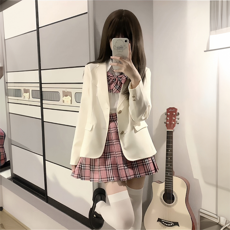jk制服裙套装正版原创西服西装外套女秋冬季学生学院风裙子三件套