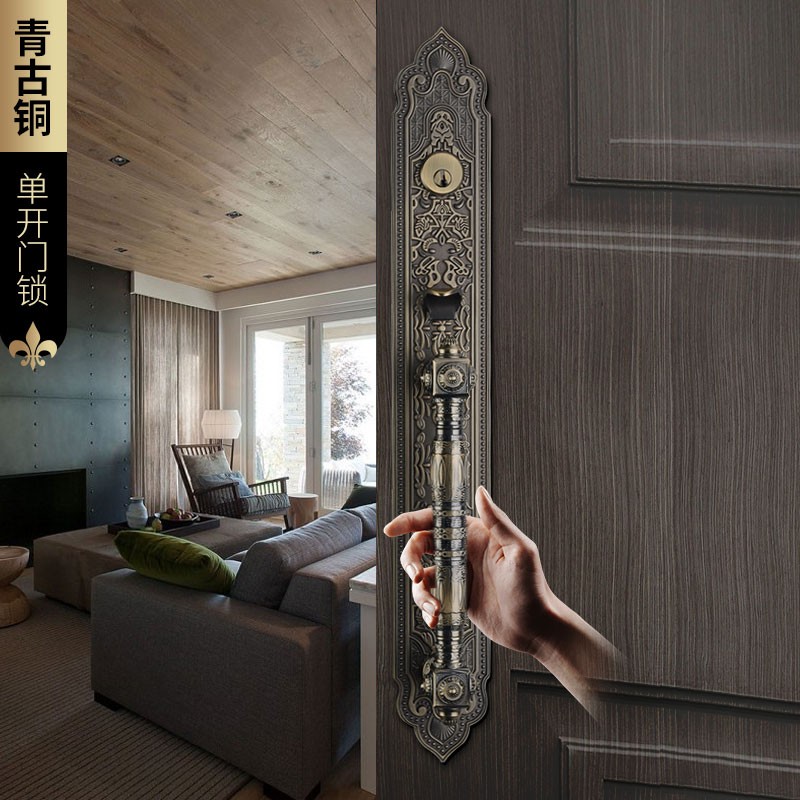 欧式豪华别墅大门锁复古子母门双开门对开入户门家用Y实木防盗把