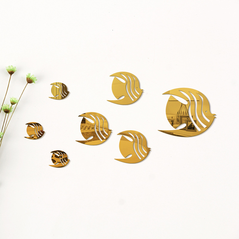 海洋鱼亚克力镜面墙贴海底世界卫生间F浴室儿童房墙装饰泡泡鱼贴