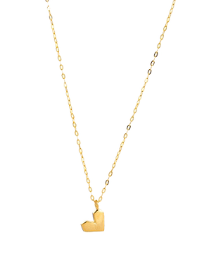 [潮典]轻奢S925银几何切面爱心吊坠项链女气质纯银百搭心形锁骨链