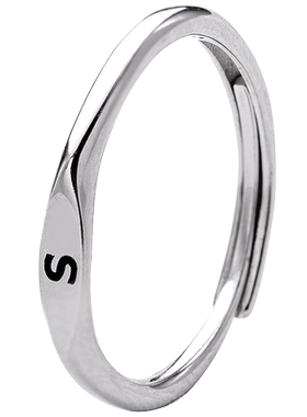 字母纯银戒指2026新款爆款单身高级感轻奢闺蜜姓氏刻字素圈食指戒