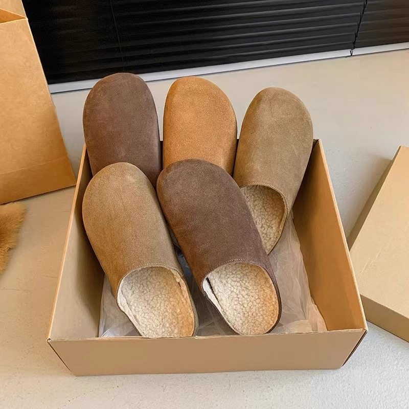 加绒包头勃肯半拖女鞋一脚蹬