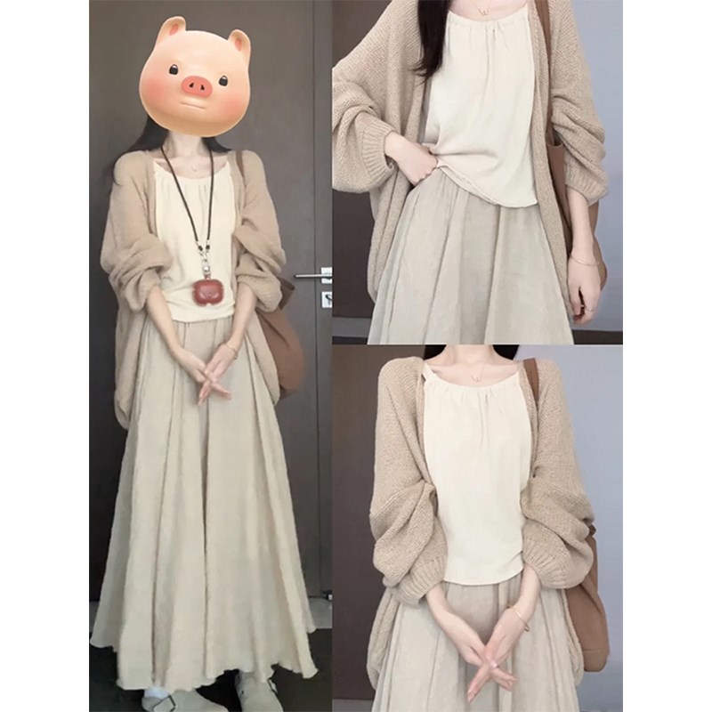 小个子连衣裙女装2024t新款早初秋季韩系高级感穿搭配一整套装长