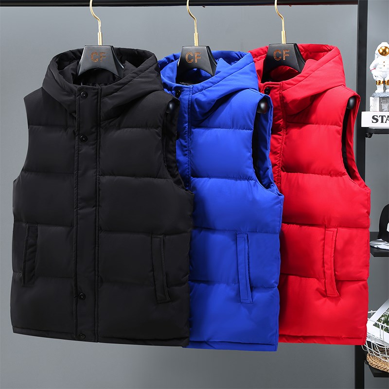 秋冬季马夹定制工作服印LOGO连帽羽绒棉背N心外套工装加厚马甲印