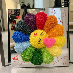 520潮玩永生花太阳花爱心笑脸村上隆联名高端绣球花摆件生日礼物