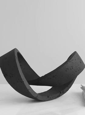 爆款现代轻奢几何环形摆件北欧创意艺术仿洞石客厅电视柜装饰品