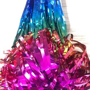 爆款厂家销售炫彩多色雨丝帘生日派对幼儿园背景墙装饰雨丝门帘流