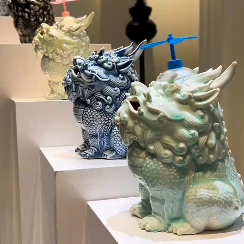 鬼迷日眼貔貅茶宠玄关装饰品招财创意香炉景德镇茶具桌面摆件客厅