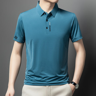 POLO衫 印花短袖 冰丝无痕高品质男士 T恤男宽松翻领春秋季 新款
