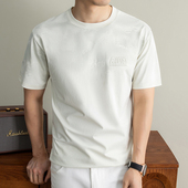 夏季 T恤2026新款 宽松透气棉质上衣 套头圆领短袖 简约青春流行男士