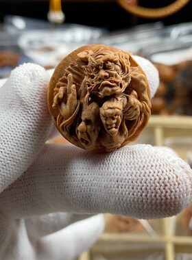 新品27精品手G工桃核雕刻钟馗