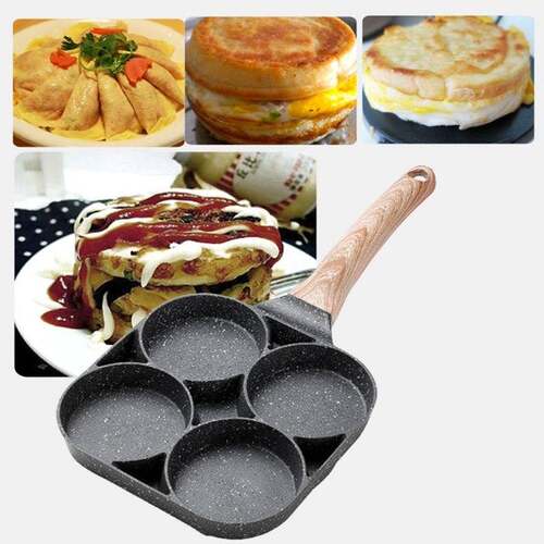 极速4 Hole Omelet Pan for Burger Eggs HamM Pancake Maker Woo