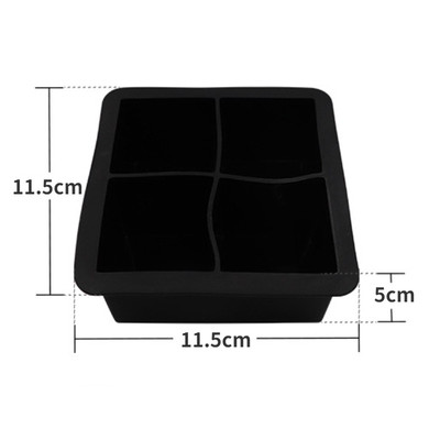 极速4 Grids Big Ice Cube Maxker Tray Silicone Square Ice Mol