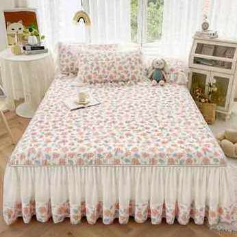 极速厂销厂d促新款2滑22新款蕾牀牀裙三件套牀罩单件全棉丝套防0