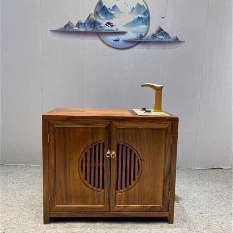 极速爆品新中式茶水柜烧水壶一y体胡桃木茶桌茶台边柜烧水柜下置