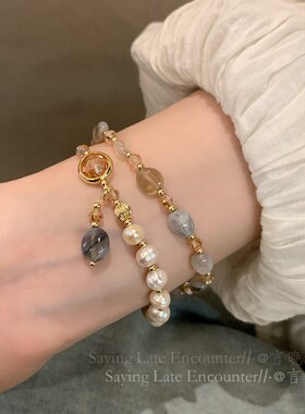 极速轻奢双层珍h珠串珠叠戴手链女生2024年新款小众复古精致闺蜜