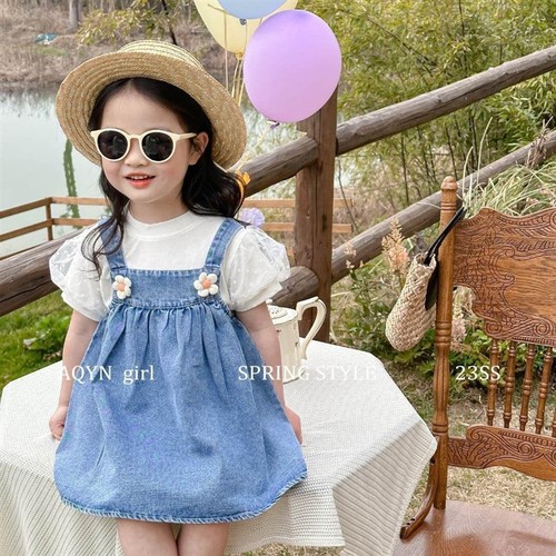 极速精品童装20k23夏季新款女宝宝洋气时髦上衣韩版儿童牛仔裙