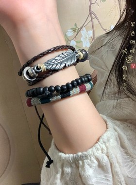 极速复古编织绳手链女夏天ins小众设计新中式民族风X个性情侣简约