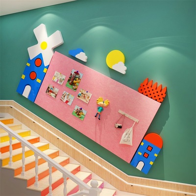 极速毛毡照片作品展示板幼儿园墙面装饰环创境主题成W材料走廊文