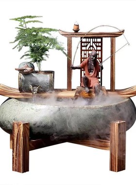 极速l禅意中e居式水摆件喷泉风水招财客厅办公室加湿器意创家开流