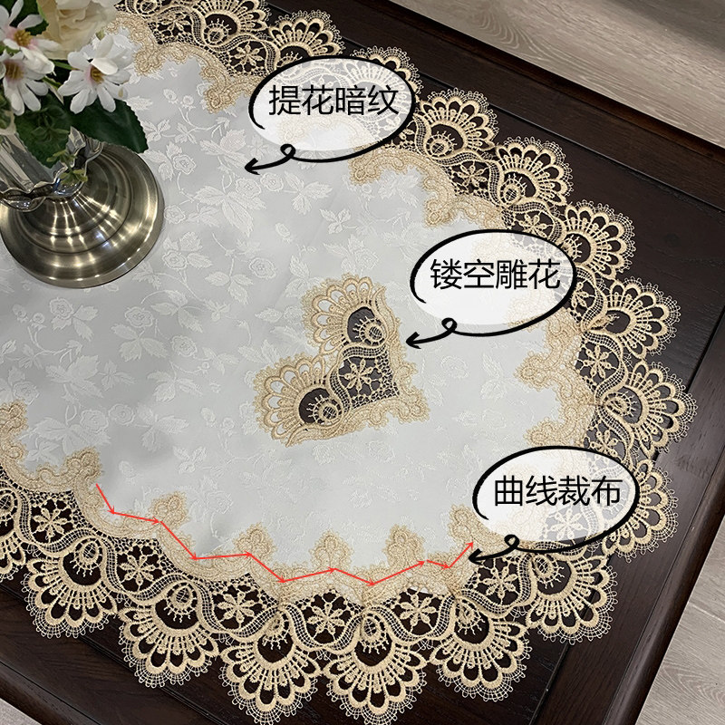新品欧式茶几桌布椭圆q形餐桌布现代简约茶几垫布艺蕾丝餐桌垫美