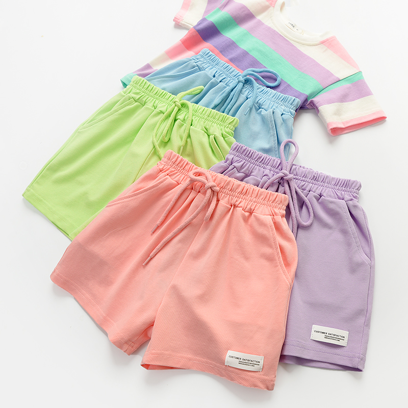 极速薄款校园裤 儿童珠q地棉短裤 男女童运动慢跑裤中大童五分裤