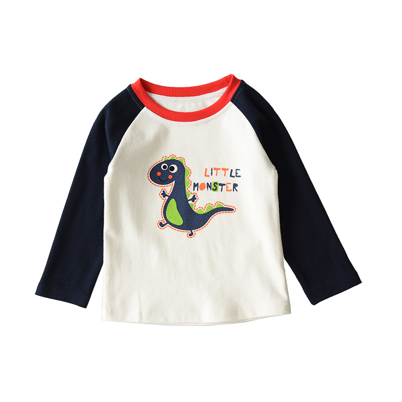 极速卡通T恤 儿m童插肩袖长袖上衣 男童女童圆领打底衫