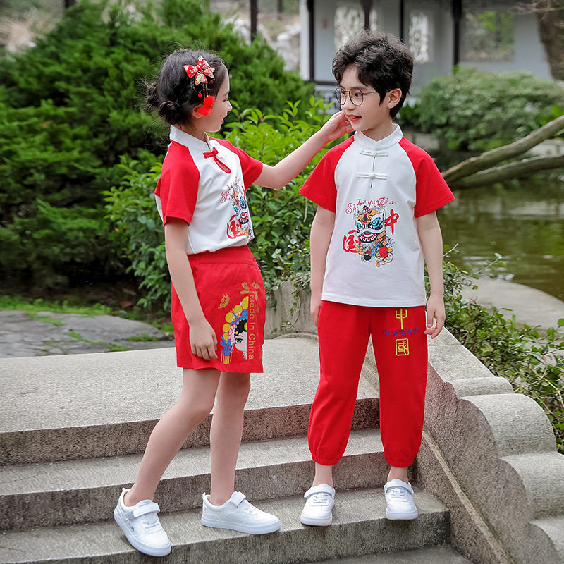 新品小学生国学i服古装男女童幼儿园园服夏季儿童六一唐装合唱演
