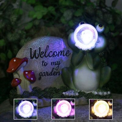 极速Frog Solar Ornament Resin Frog BubbleMs Garden Figurines