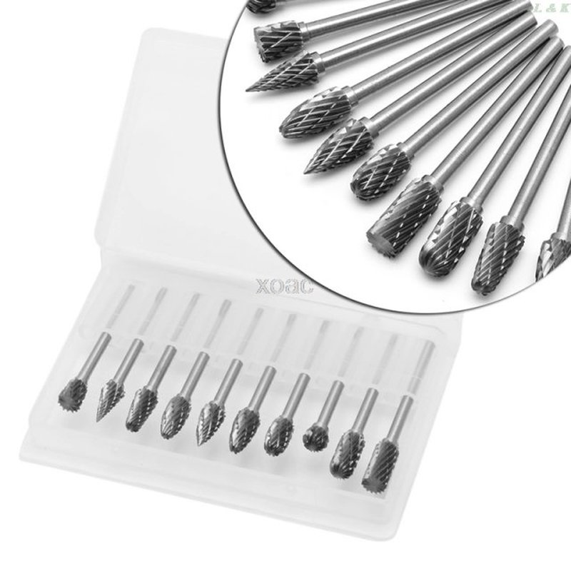 极速10Pcs 1/8  6mm Tungsten Carbide CuttKer Rotary Burr Set