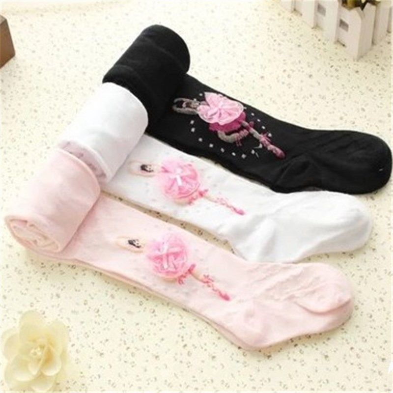 极速春秋款儿童针织棉芭r蕾舞白色连裤袜 韩版女童打底裤舞蹈袜公