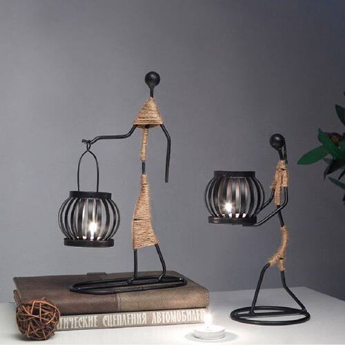 极速Nordic Metal Candqle Holder Abstract Characters Sculptur