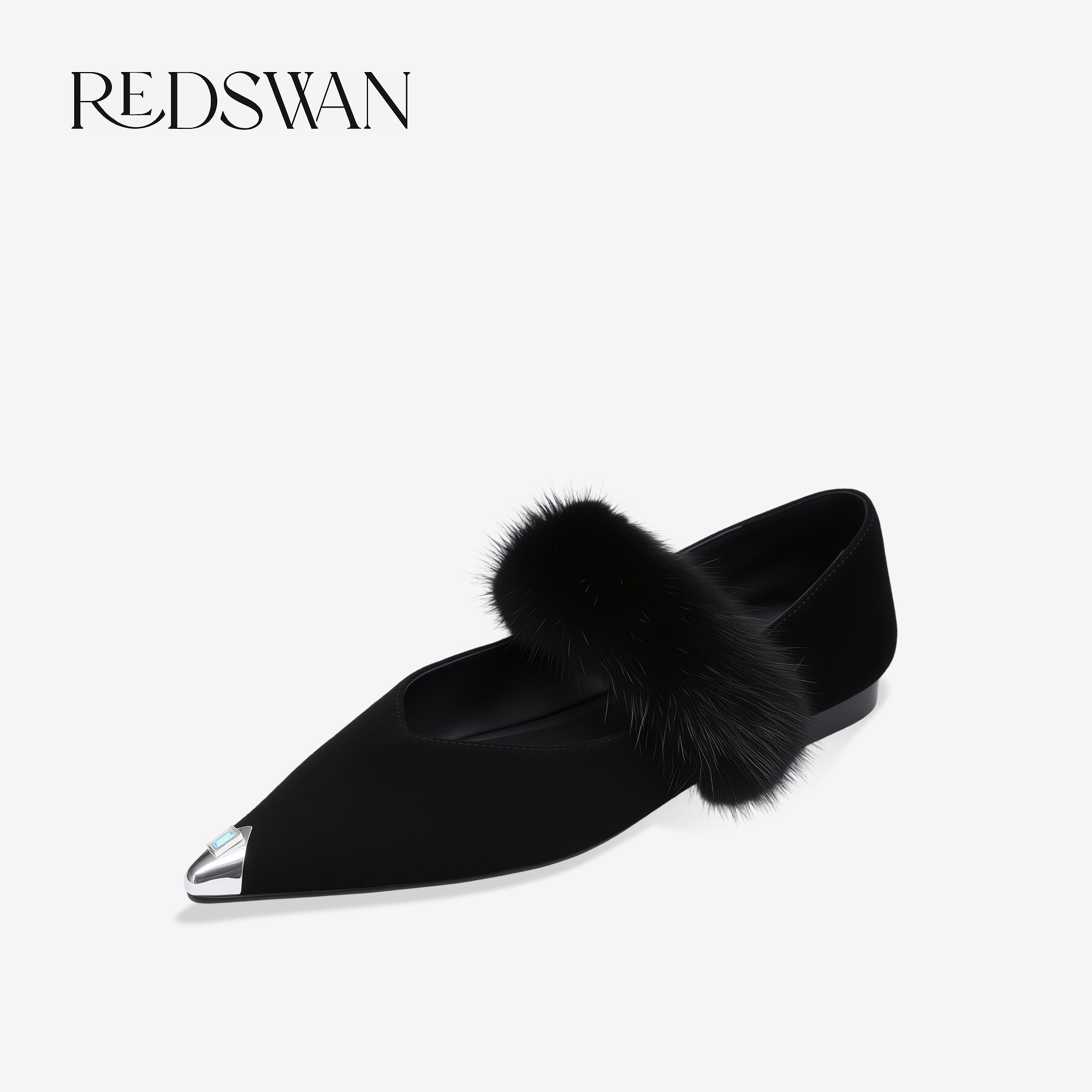 REDSWAN貂毛气质法式浅口平底鞋