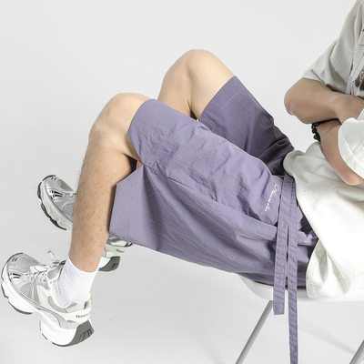 当潮马新款夏季多巴胺裤子休闲短裤梭织速干沙滩五分裤潮流冰丝裤