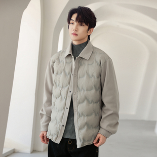 当潮马轻薄羽绒秋冬男女百搭休闲宽松拼接百搭外套保暖户外JS5733