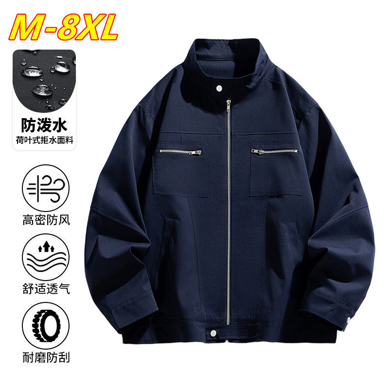 当潮马大码胖子夹克春季新款男连帽宽松工装立领简约外套YKJ1807