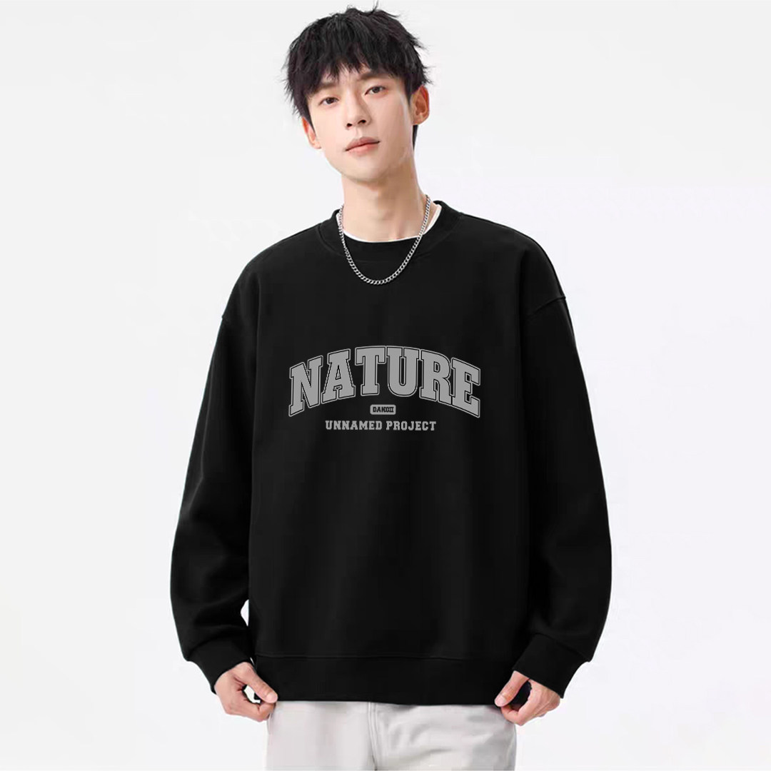 当潮马卫衣字母图案圆领落肩套头冬季oversize上衣休闲DF013-D02