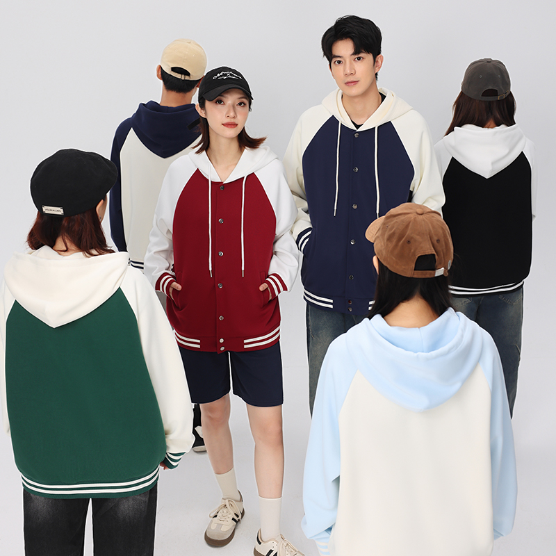 当潮马连帽卫衣舒适棉宽松插肩棒球服运动外套上衣男女款MRSB091