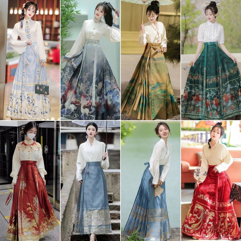 汉服出租敬酒服马面裙套装日常款秋冬季班级服古装走秀伴娘服租赁